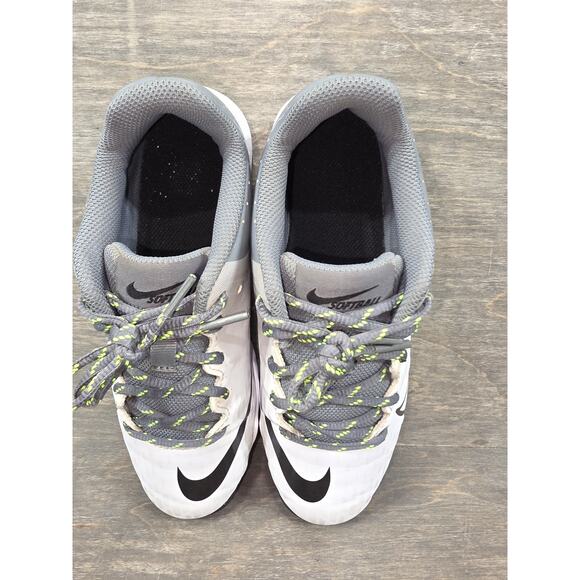 Nike Hyperdiamond 4 Keystone White Cool Grey Softball Rubber Cleats Size 4Y Kids - Picture 7 of 10